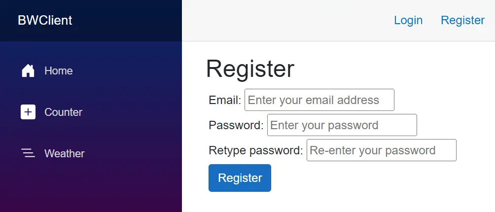 Blazor WASM Register Identity User