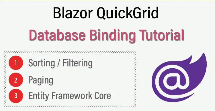 Blazor QuickGrid Database Binding tutorial