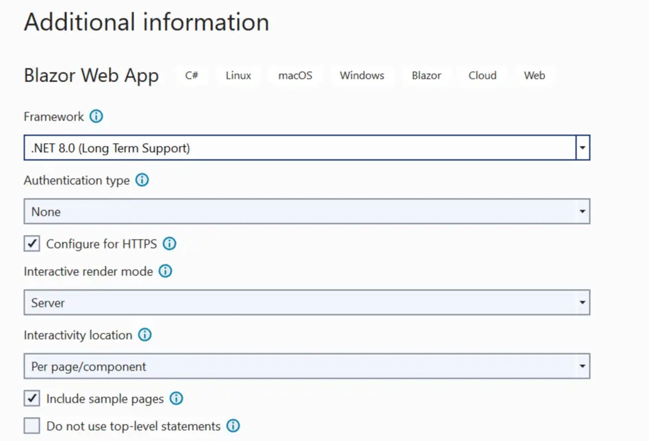 Blazor Web App Settings